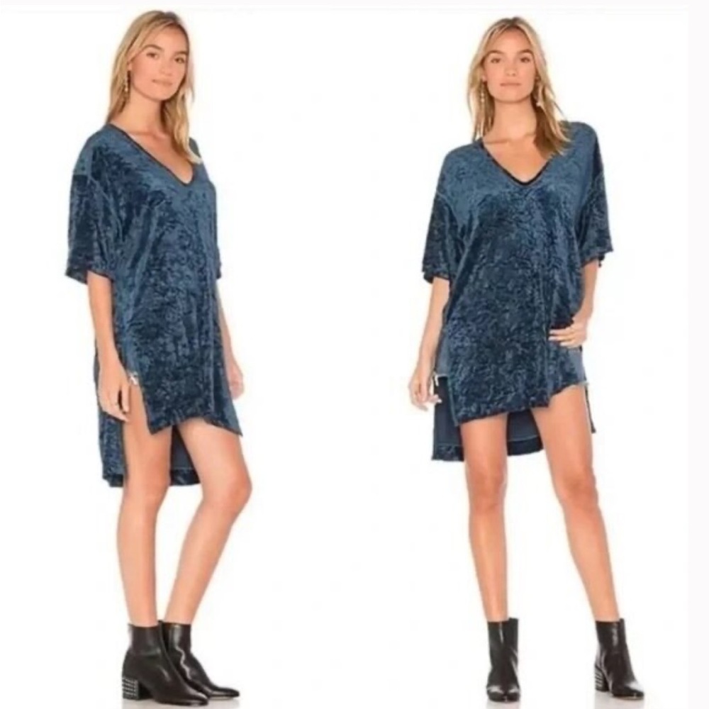 Velvet V-Neck Women Top - Blue